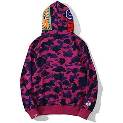 BAPE Hoodie Men's Shark Hoodie,Cotton Material Shark Jaw Jacket Ape Camo Full Zip Jacket Up