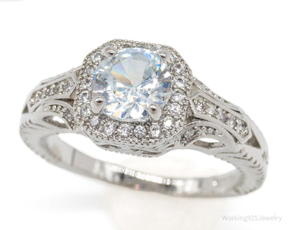 Vintage Cubic Zirconia Sterling Silver Ring - Size 8.75