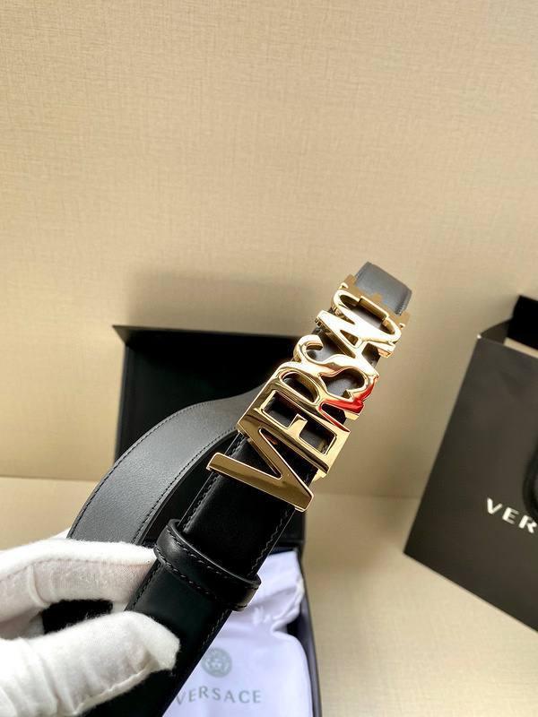 Versace Women's Leather Logo Decorated Buckle Belt