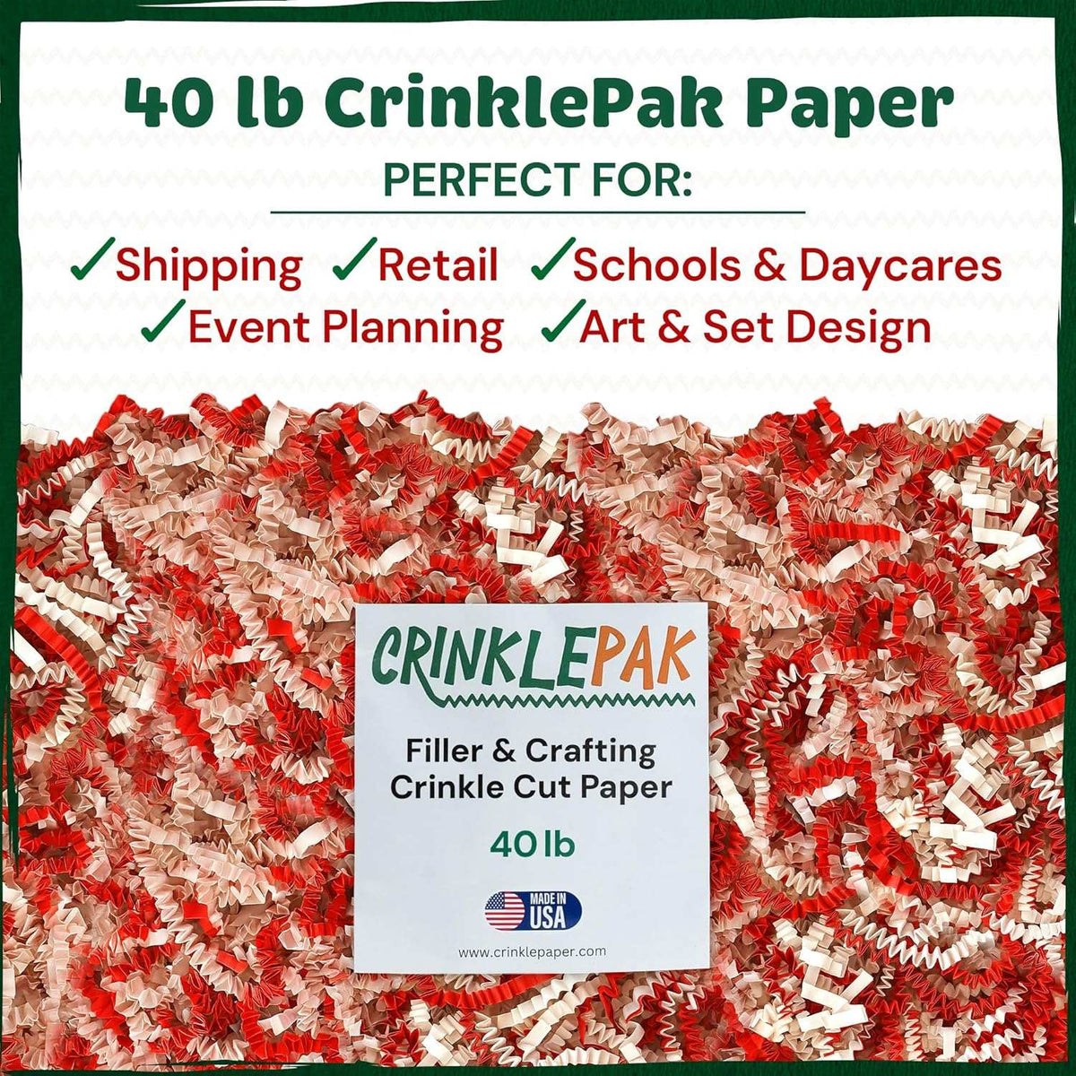 40 LB Candy Cane Crinkle Paper