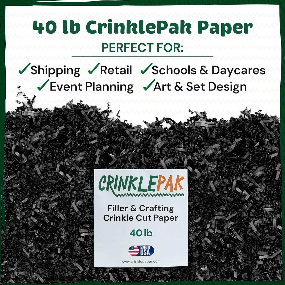 40 LB Black Crinkle Paper