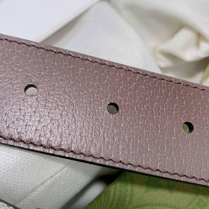 GUCCI Embellished coated-canvas and leather belt 'Grey'