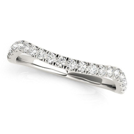 14k White Gold Curved Design Diamond Wedding Band (1/4 cttw) — photo 1 of 2