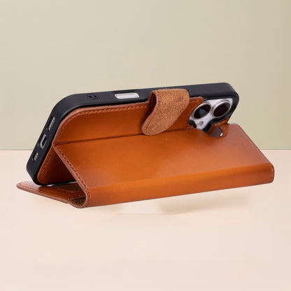 Leathere iPhone 17 Wallet Case – Rustic Brown - New York