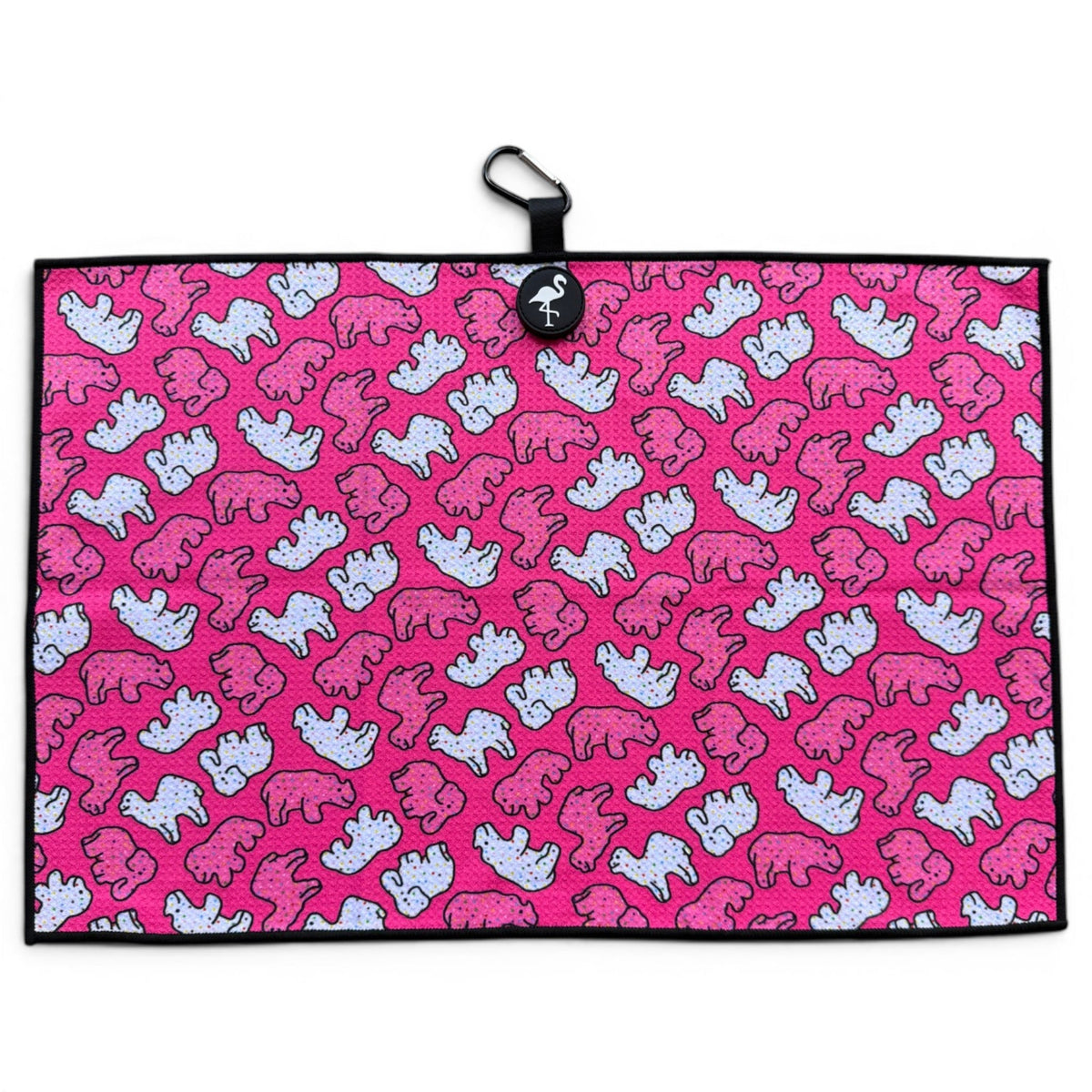Frosted Animal Cookie Golf Towel | 24” x 16” Microfiber Towel | Magnetic Clip & Carabiner | Premium Golf Accessory