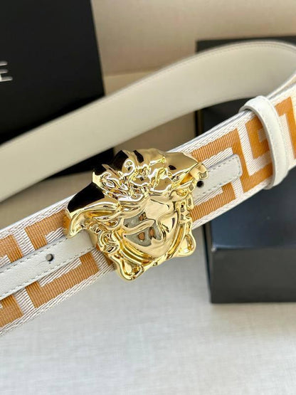 VERSACE La Medusa La Greca Belt 'Beige/White'