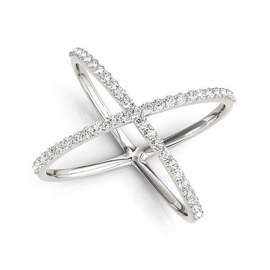 14k White Gold X Style Thin Ring with Diamonds (1/2 cttw) — photo 1 of 8