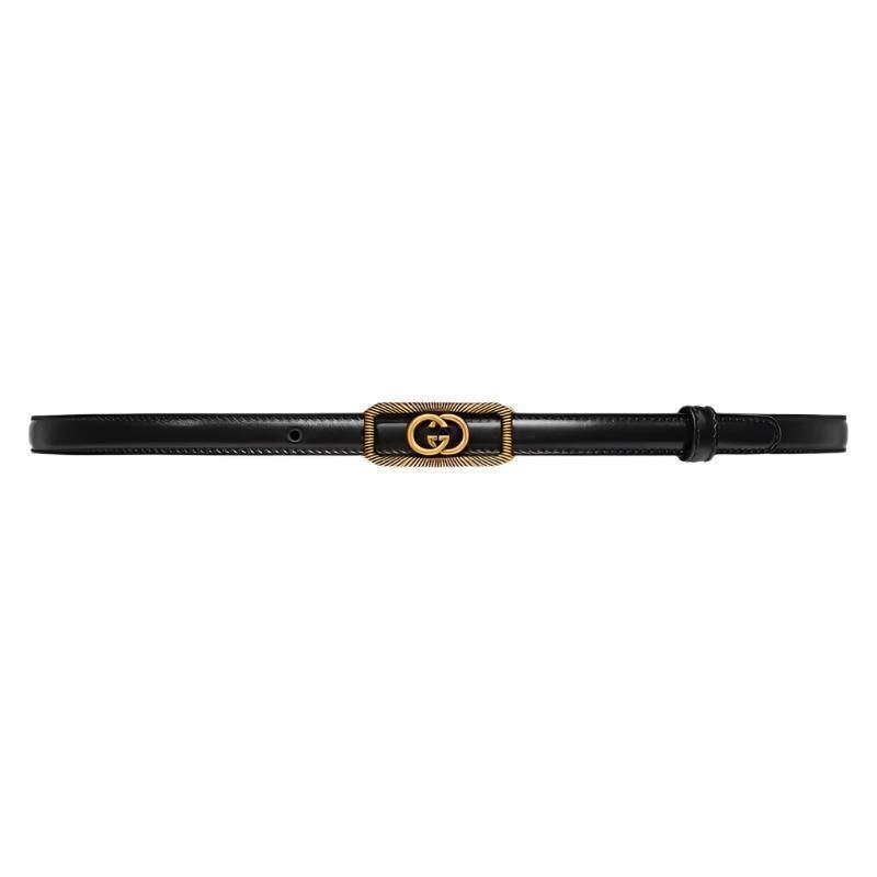 GUCCI Embellished coated-canvas and leather belt 'Black'