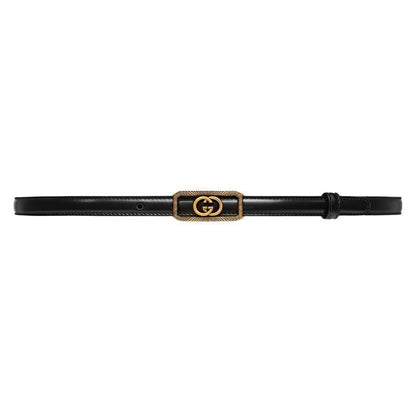 GUCCI Embellished coated-canvas and leather belt 'Black'