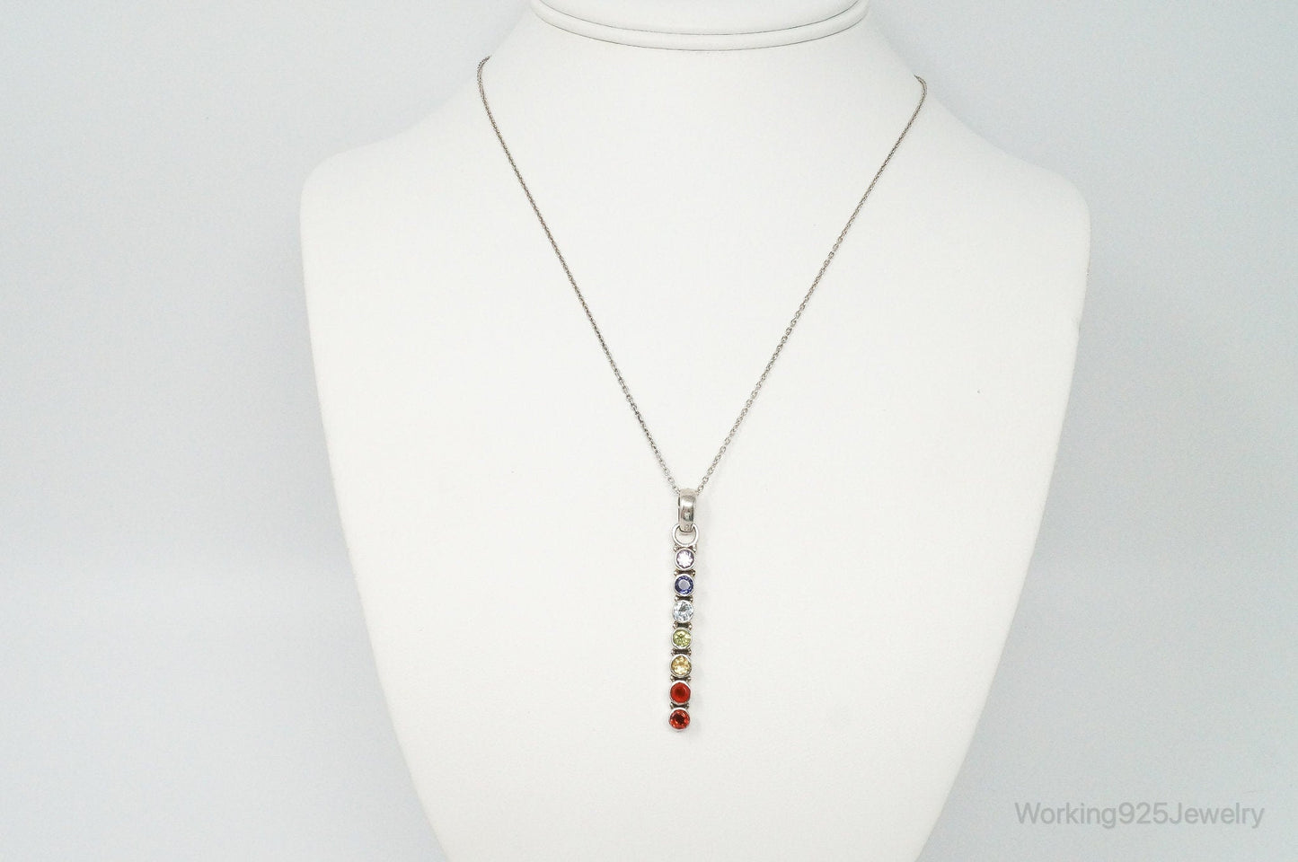 Vintage Multi Gemstone Sterling Silver Necklace