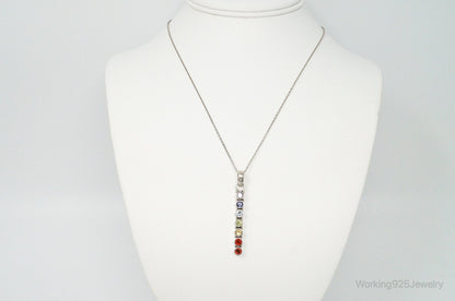 Vintage Multi Gemstone Sterling Silver Necklace