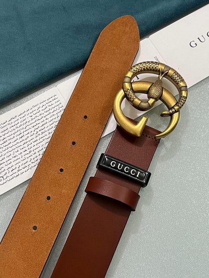 GUCCI Embellished coated-canvas and leather belt 'Brown'