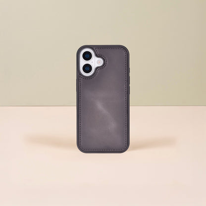 Leathere iPhone 17 Wallet Case – Gray - New York