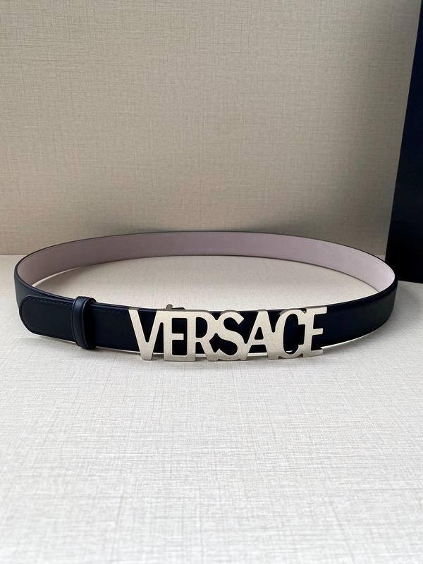 Versace Women's Leather Logo Decorated Buckle Belt