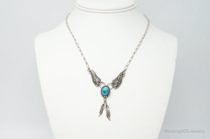 Vintage Native American Unsigned Turquoise Sterling Silver Necklace