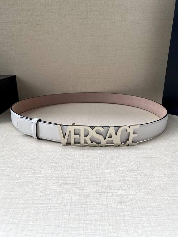 Versace Women's Leather Logo Decorated Buckle Belt