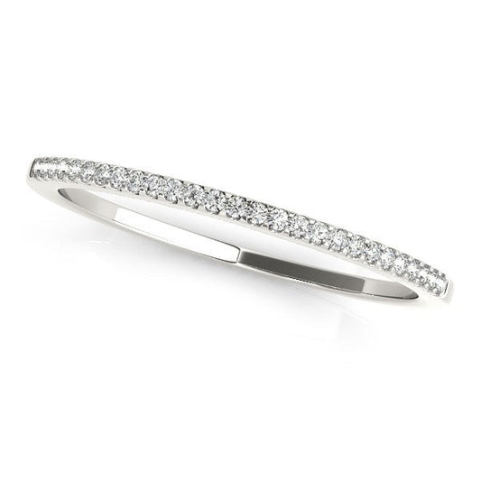 14k White Gold Slim Round Pave Set Wedding Band (1/10 cttw) — photo 1 of 2