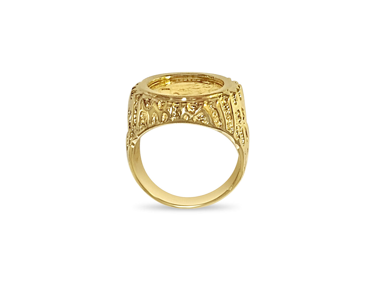 Fancy Solid White/Yellow/Rose Gold Handmade Coin Ring , Chinese Panda Bear Coin ,