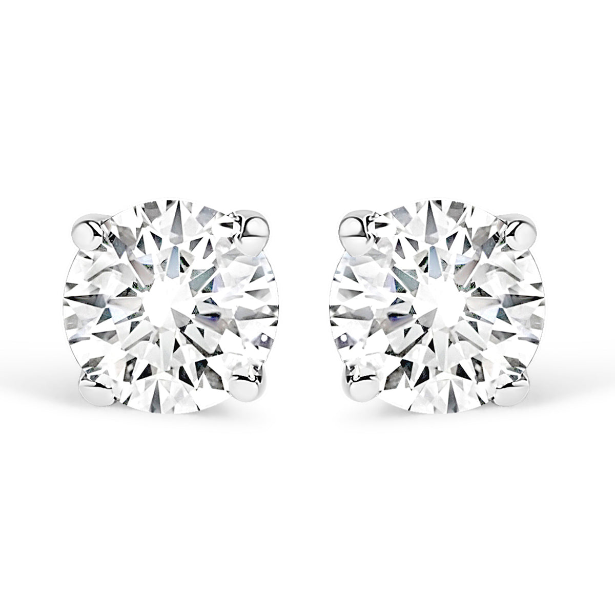 14K White Gold 3/4 Cttw Round Brilliant-Cut Near Colorless Diamond Classic 4-Prong Stud Earrings (H-I Color, SI1-SI2 Clarity)
