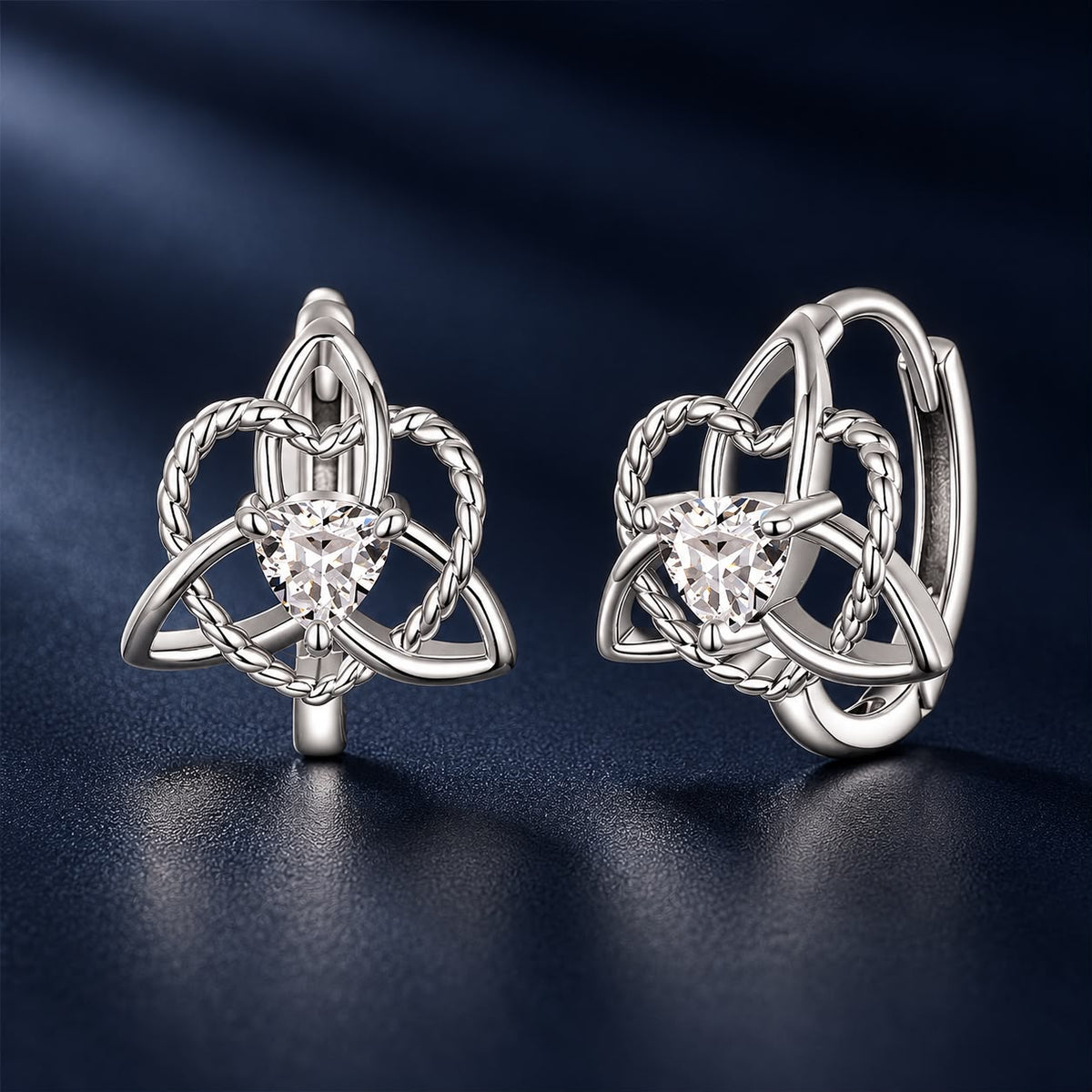 925 Sterling Silver White Gold Plated Pavé CZ 1.5x1.2cm Hoop Earrings for Women