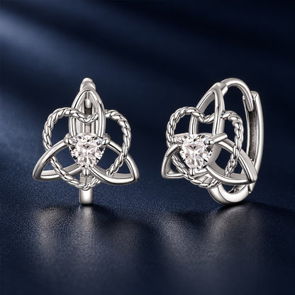 925 Sterling Silver White Gold Plated Pavé CZ 1.5x1.2cm Hoop Earrings for Women