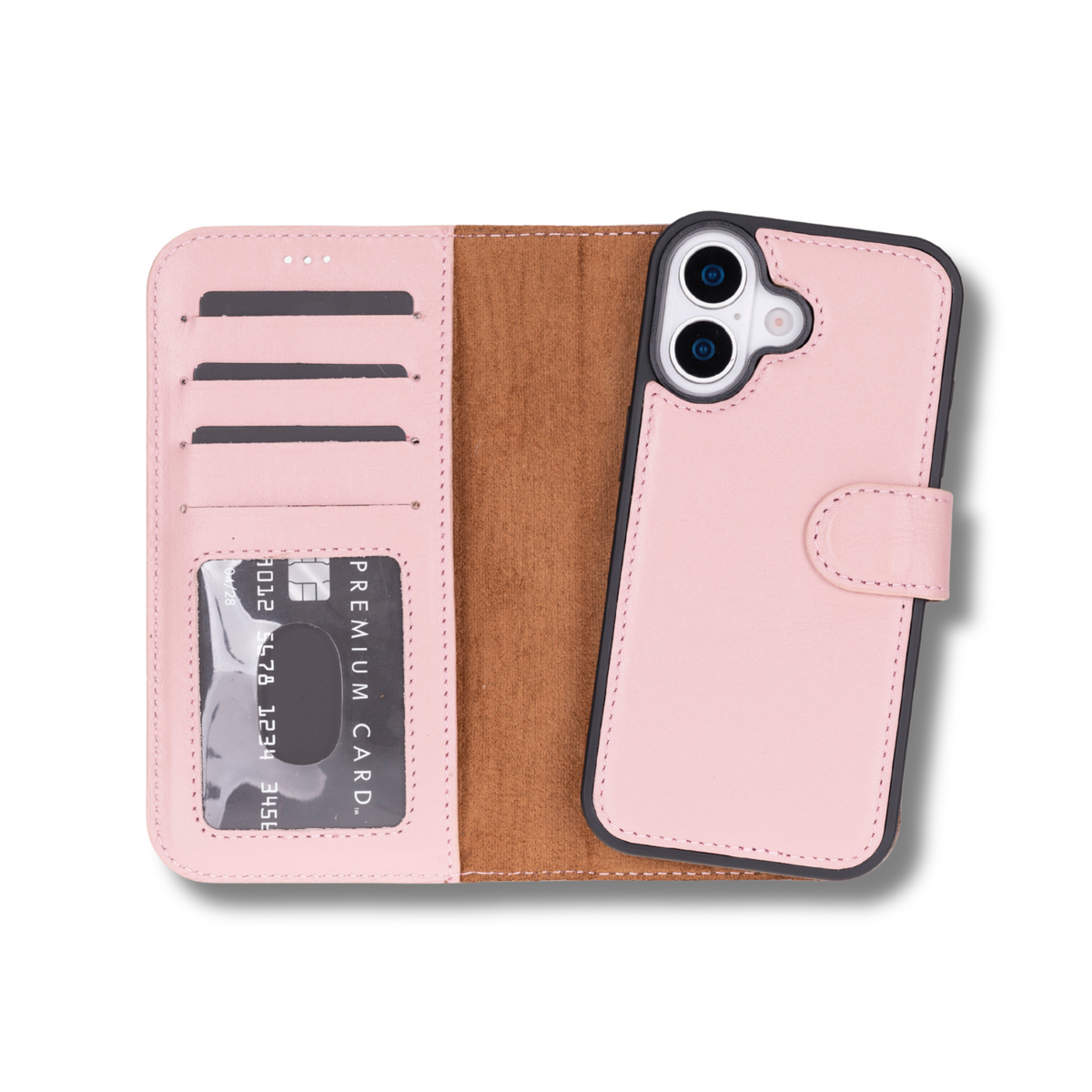 Leathere iPhone 17 Wallet Case – Pink - New York