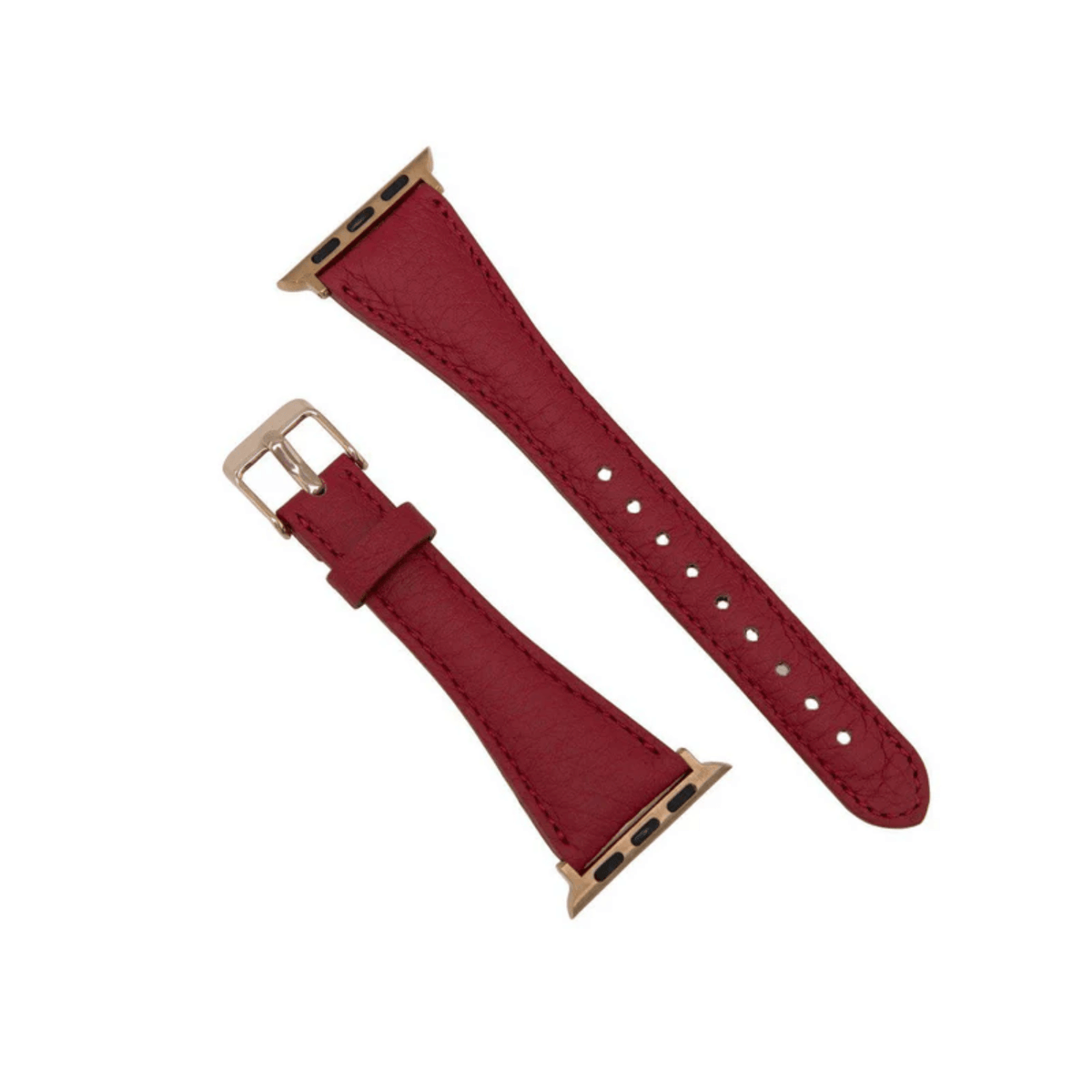 Classic Red Leather Apple Watch Band - Dallas