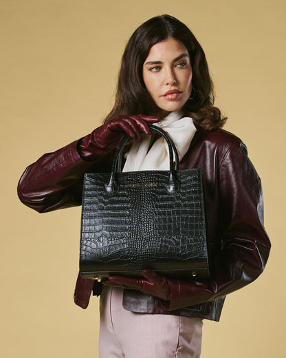 Patrizia (black) - Italian calf leather women's handbag (with shoulder strap) — photo 7 of 7