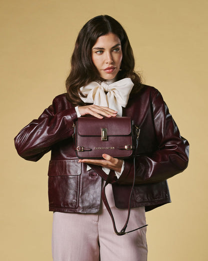 Mirella (eggplant) - Italian calf leather women's crossbody bag (with shoulder strap) — photo 6 of 9