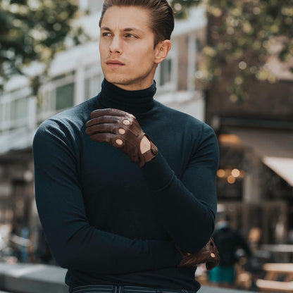 Mario (brown) - Italian lambskin leather driving gloves & touchscreen feature — photo 6 of 10