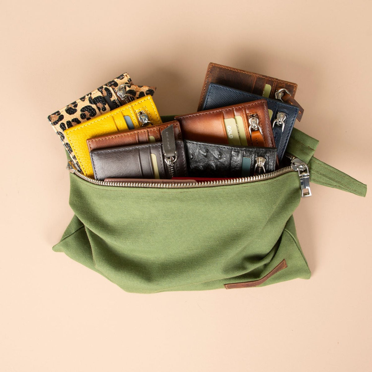 Zippered Genuine Leather Card Holder – Gift Box Edition (10 Colors) -Concord