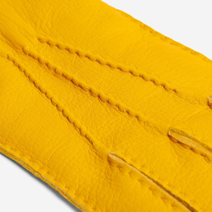 Matteo (yellow) - Italian gloves made of American deerskin leather with cashmere lining — photo 5 of 10