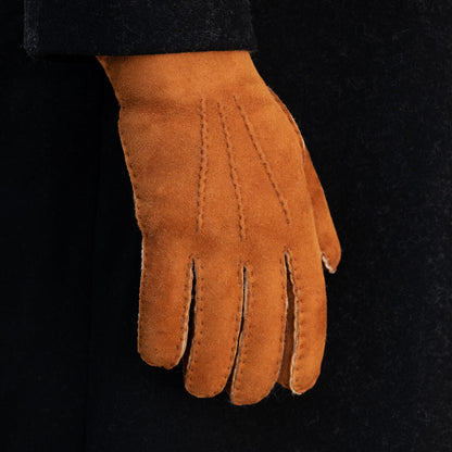 Tommaso - Italian suede leather gloves with luxurious natural sheep fur lining — photo 9 of 10