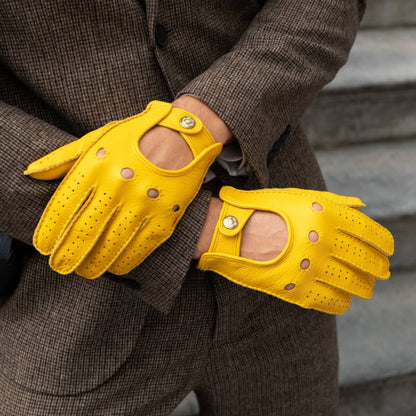 Leonardo (yellow) - Italian driving gloves made of American deerskin leather — photo 9 of 10