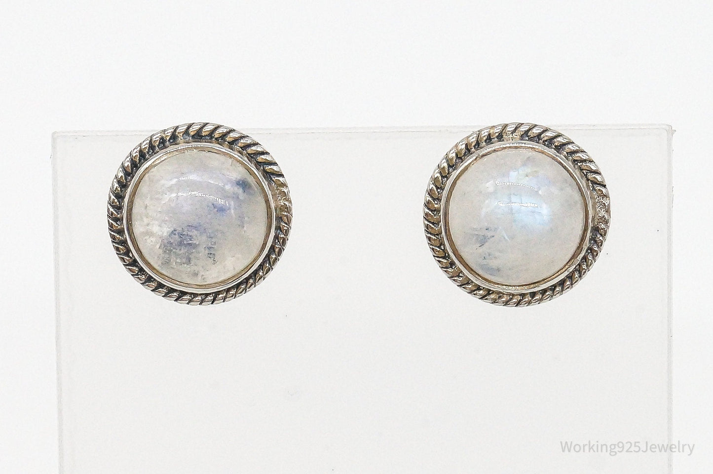 Vintage Moonstone Sterling Silver Earrings – Estate Jewelry