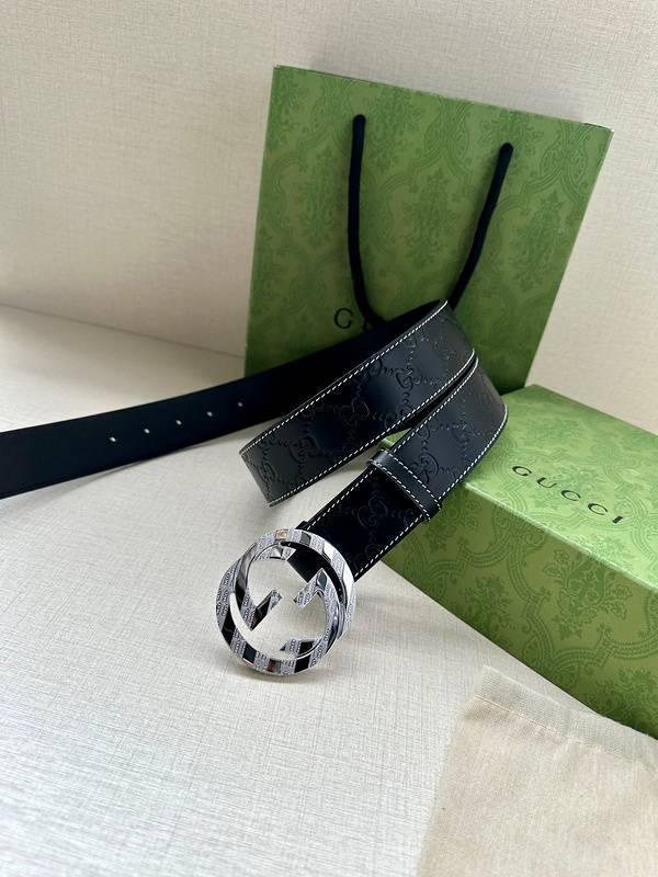 GUCCI Embellished coated-canvas and leather belt 'Black'