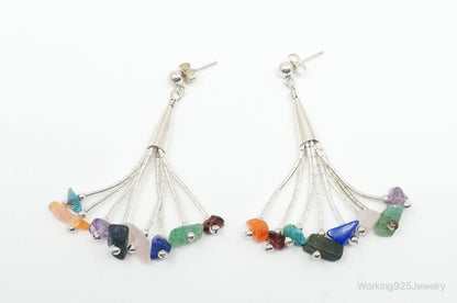Vintage Designer CJC Multi Gem Sterling Silver Earrings
