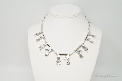 Vintage Native America Unsigned Sterling Silver Necklace
