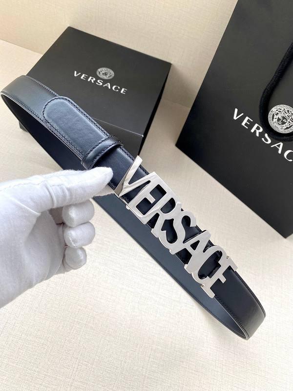 Versace Women's Leather Logo Decorated Buckle Belt