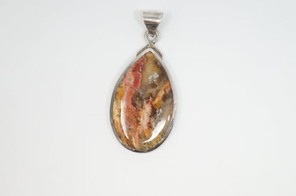 Vintage Plume Agate Sterling Silver Necklace Pendant