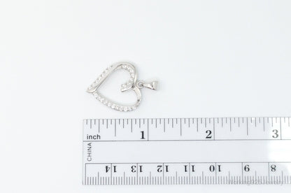 Vintage Open Heart Cubic Zirconia Accented Sterling Silver Pendant