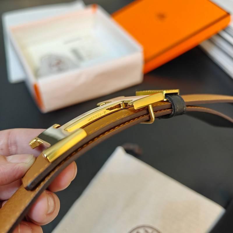 Hermes Men Gold Buckle Belt 'Brown'