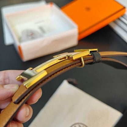Hermes Men Gold Buckle Belt 'Brown'