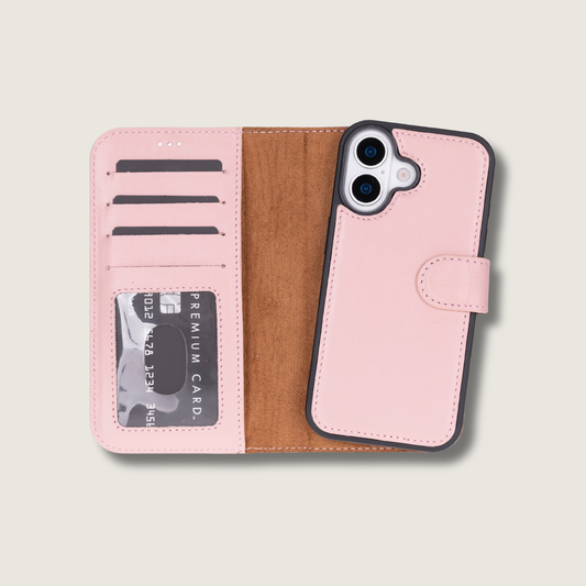 Leathere iPhone 17 Wallet Case – Pink - New York