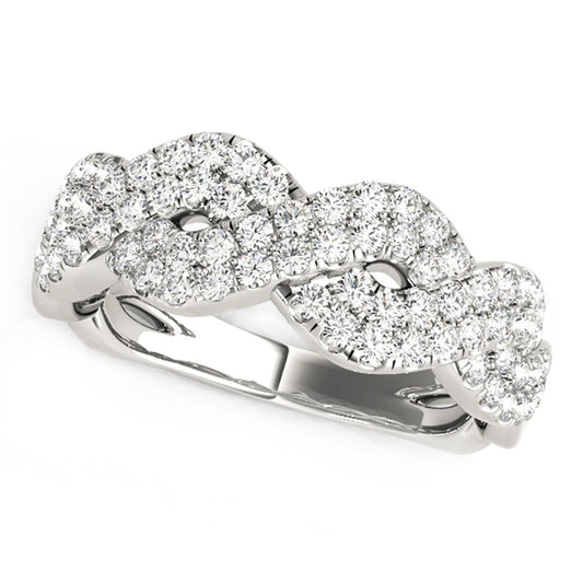 Diamond Studded Interlocking Waves Ring in 14k White Gold (5/8 cttw) — photo 1 of 8