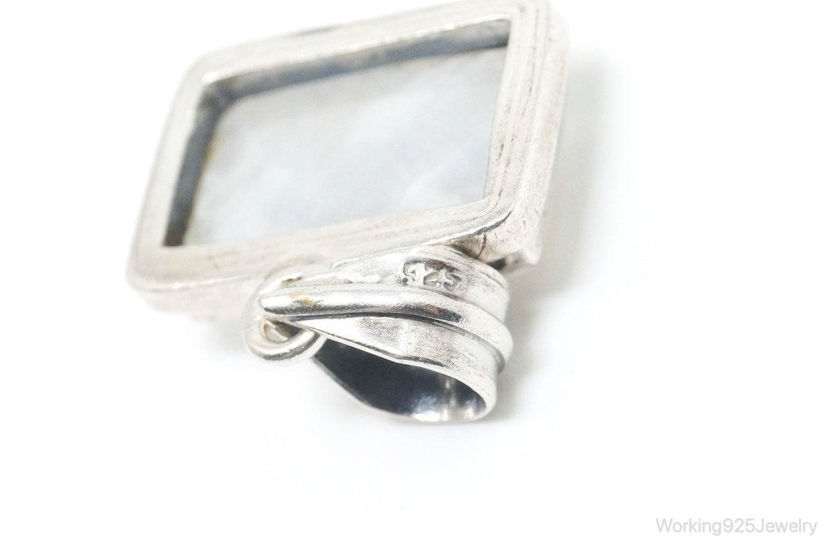 Vintage Large Moonstone Sterling Silver Necklace Pendant
