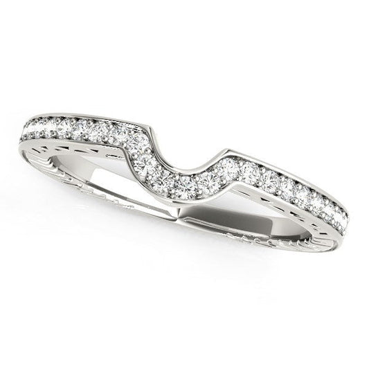 14k White Gold Prong Set Curved Wedding Band (1/8 cttw) — photo 1 of 2