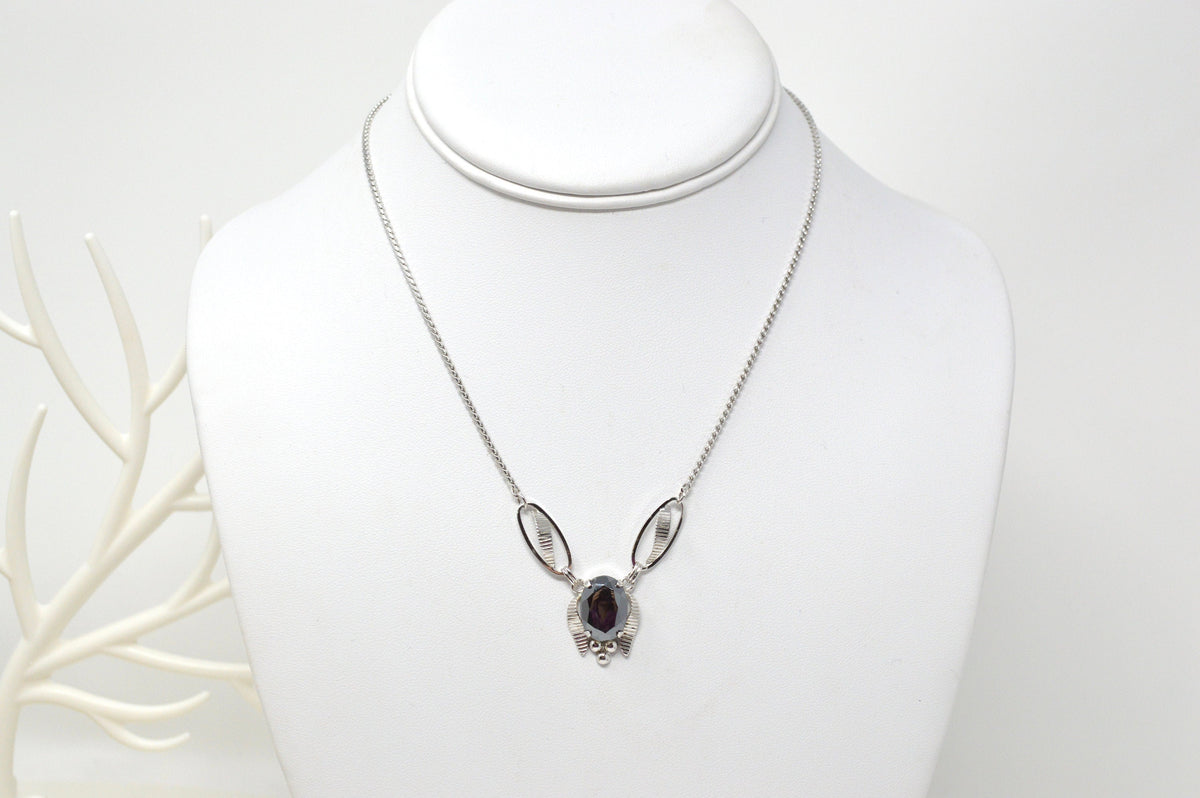Vintage Designer Van Dell Hematite Sterling Silver Necklace - 16 Inch