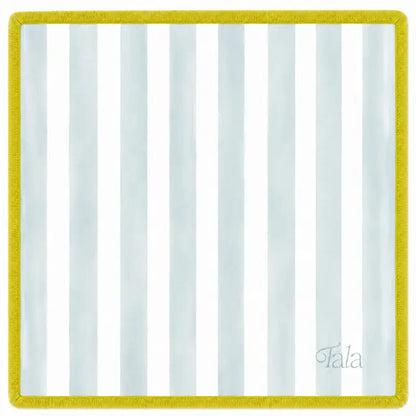 Cabana Mahjong Mat - Seafoam Blue & Ivory with Citrus Fringe
