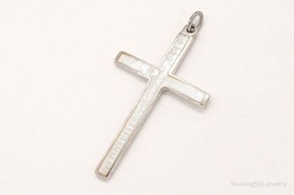 Vintage Large White Enamel Siam Sterling Silver Pendant